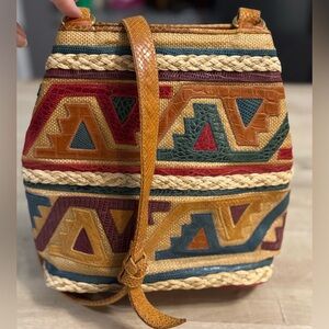 Sharif vintage leather southwest boho bucket Bag purse
